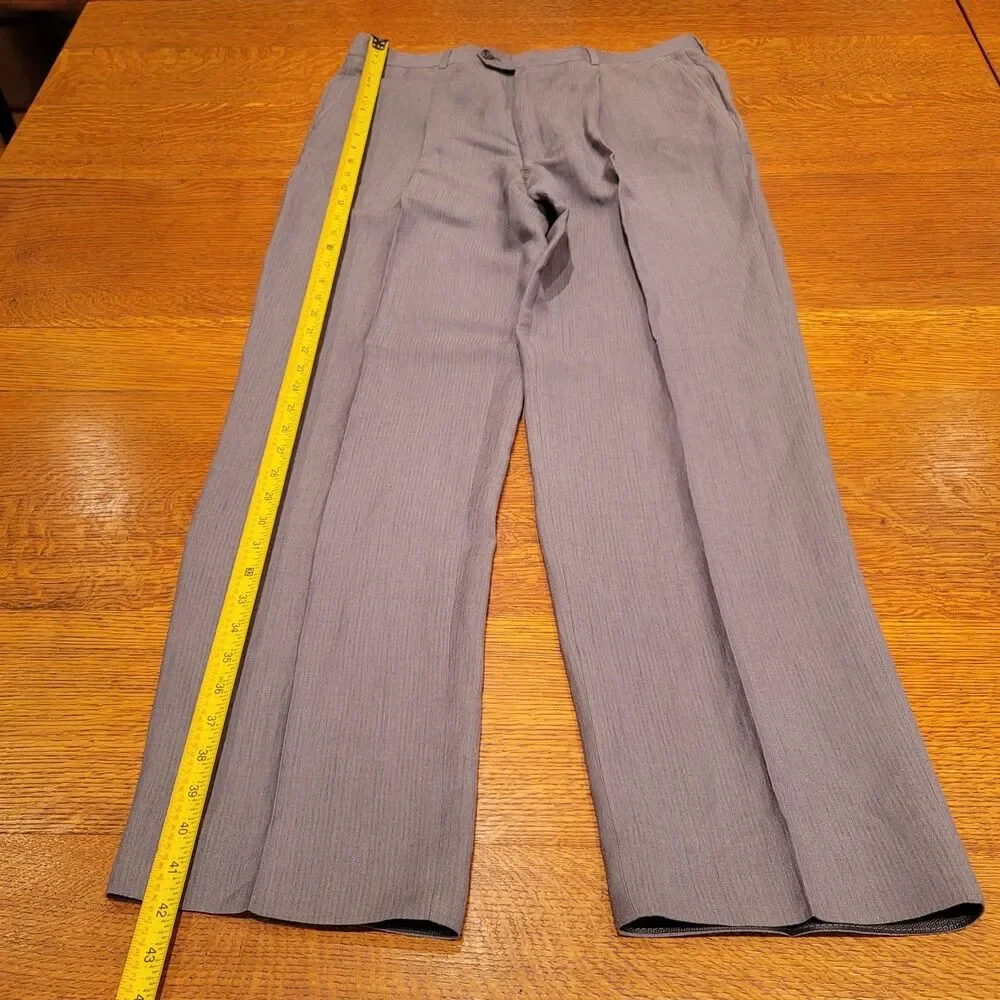 Armani Linen Blend Pants Mens Gray Pleated 36x30
